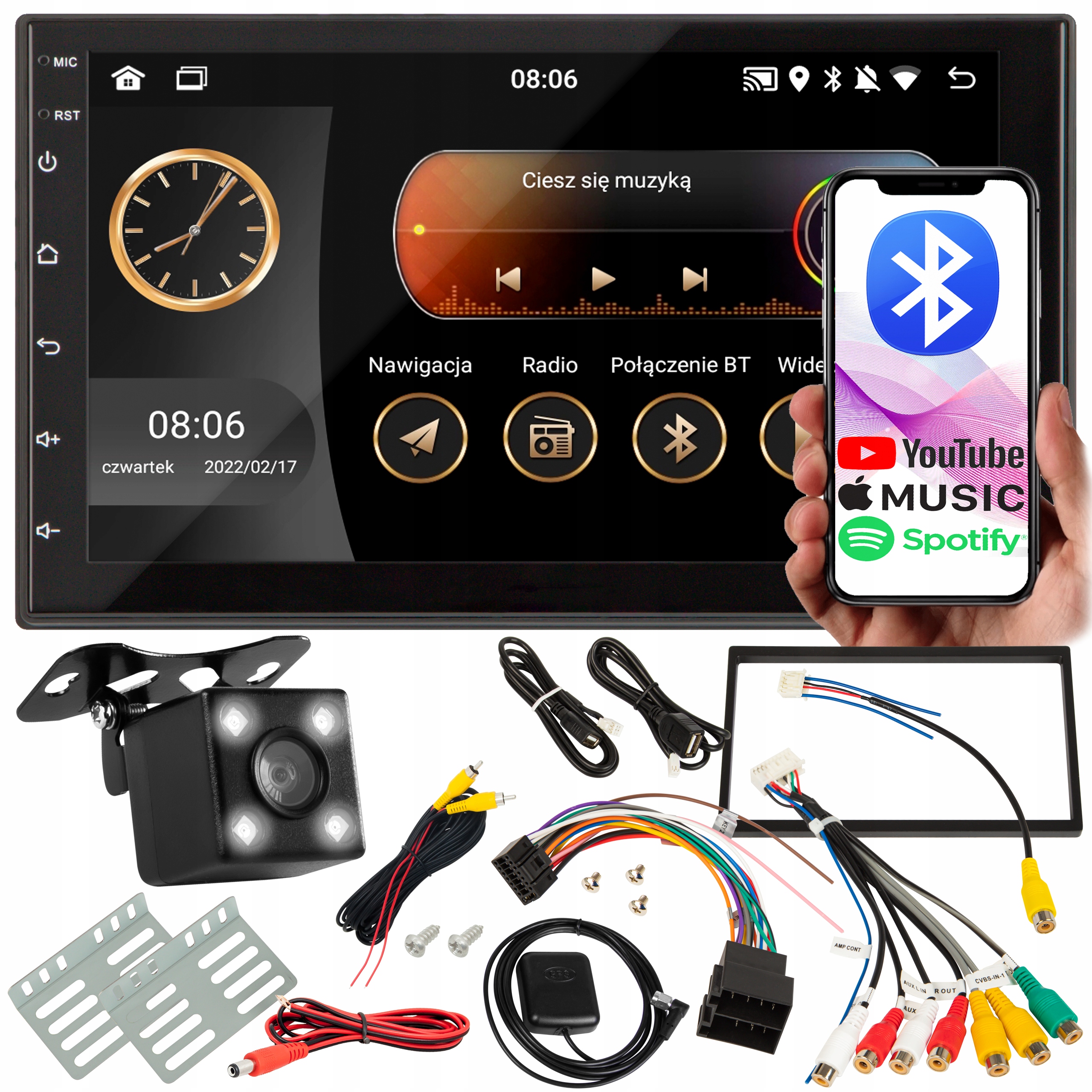 Automobilové Rádio 2 Din WiFi Gps Android Bluetooth Usb Rds Cúvacia Kamera