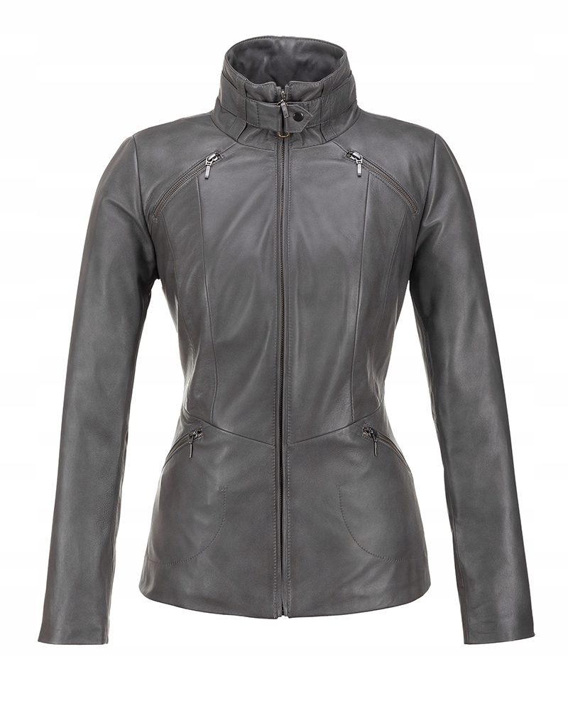 Tomskór Dámská Kožená Bunda Šedá Renia 4XL