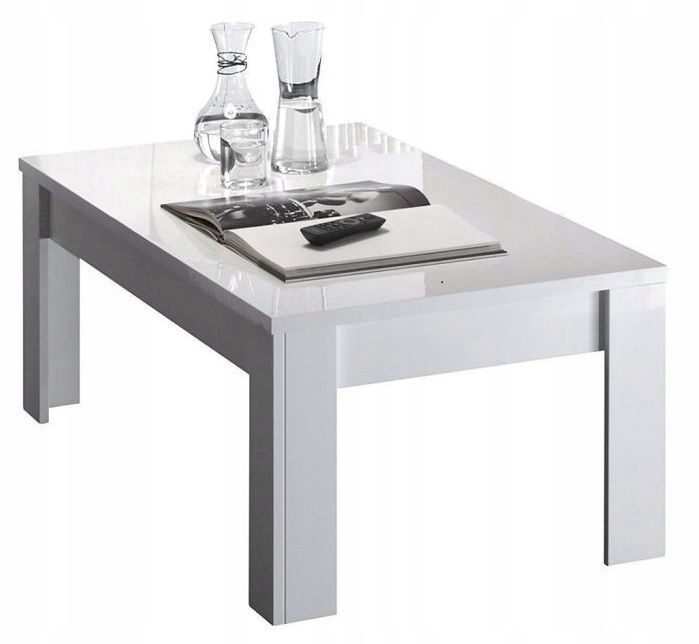 Stolik kawowy ława biały lakierowany wysoki połysk 122 x 45 cm Amelia Bella