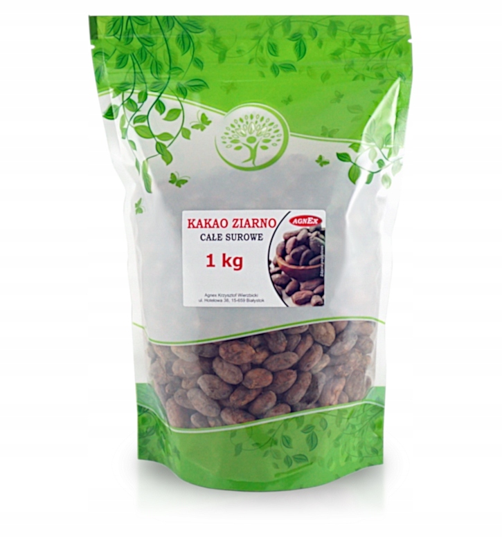 Kakao Surová Zrna celé zrno 1 kg kakaovníku kvalita přírodní superpotravina