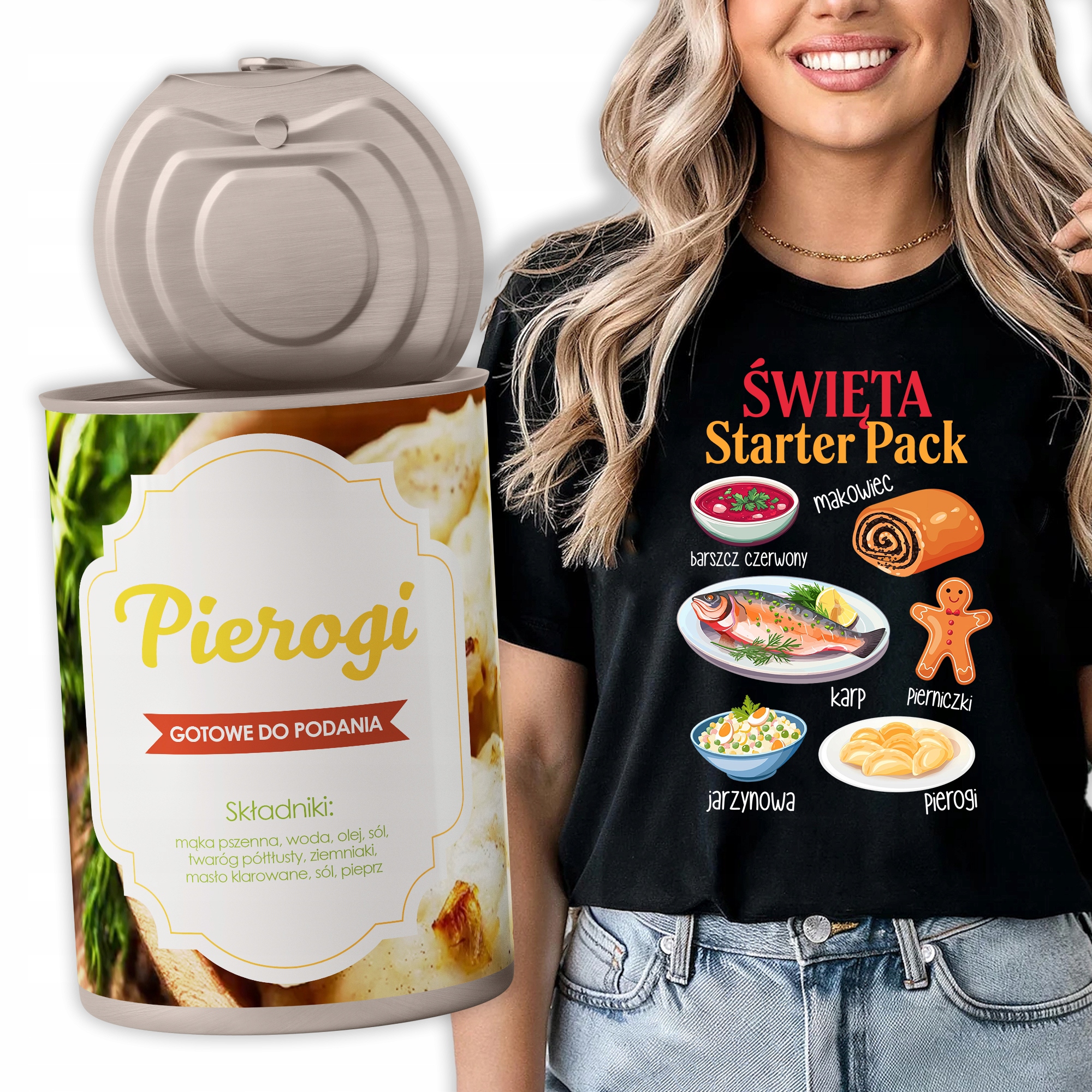 Tričko v krabičce Pirohy Dámské Černé Na Vánoce Starter Pack XL