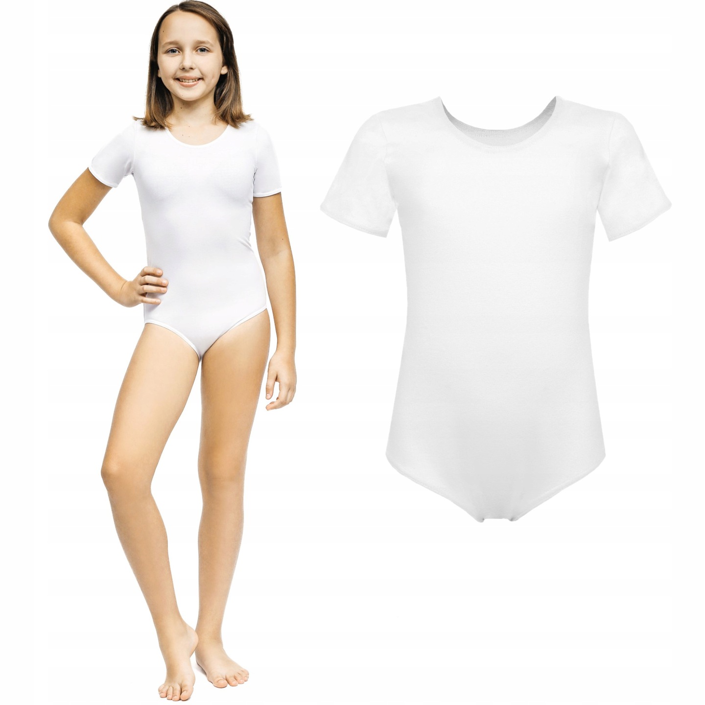 

Białe Body Gimnastyczne Dla Tancerki 134 CM Taniec