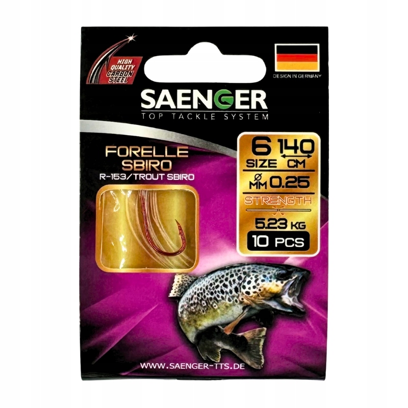 Saenger Przypony wiązane Trociowe 140cm 0.25mm rozm. 6