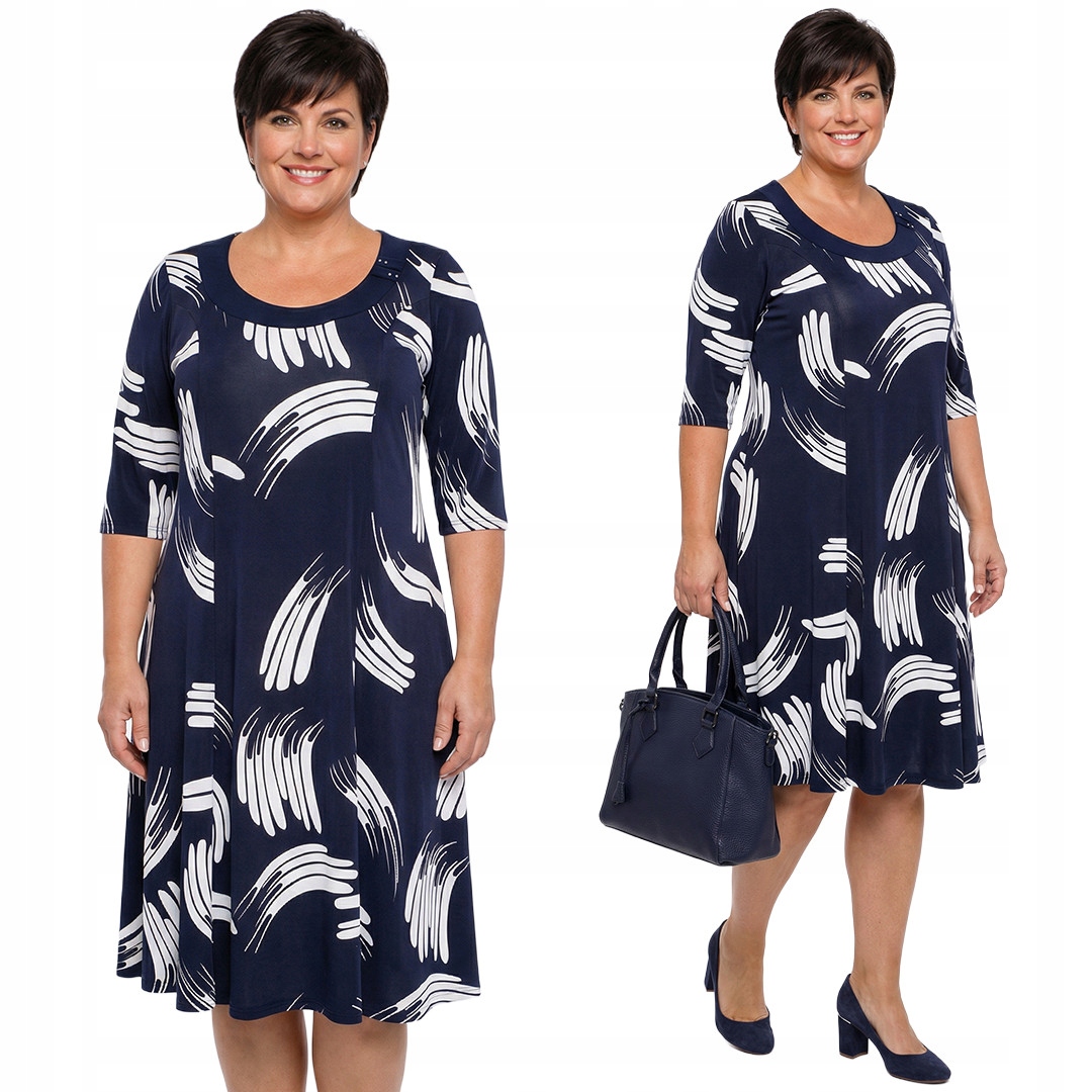 Tmavě modrá šaty s bílými vzory a velikostí velikost 60/62