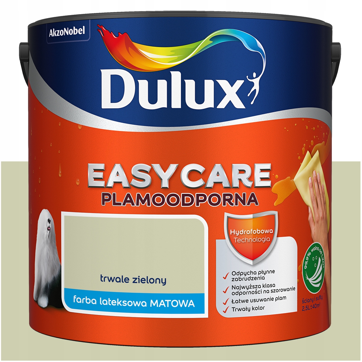 Farba do ścian sufitów Plamoodporna Dulux Easycare Trwale zielony 2,5L