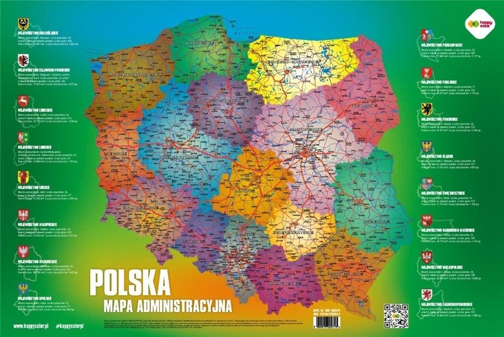 PLANSZA EDUKACYJNA MAPA POLSKI HAPPY COLOR, GDD