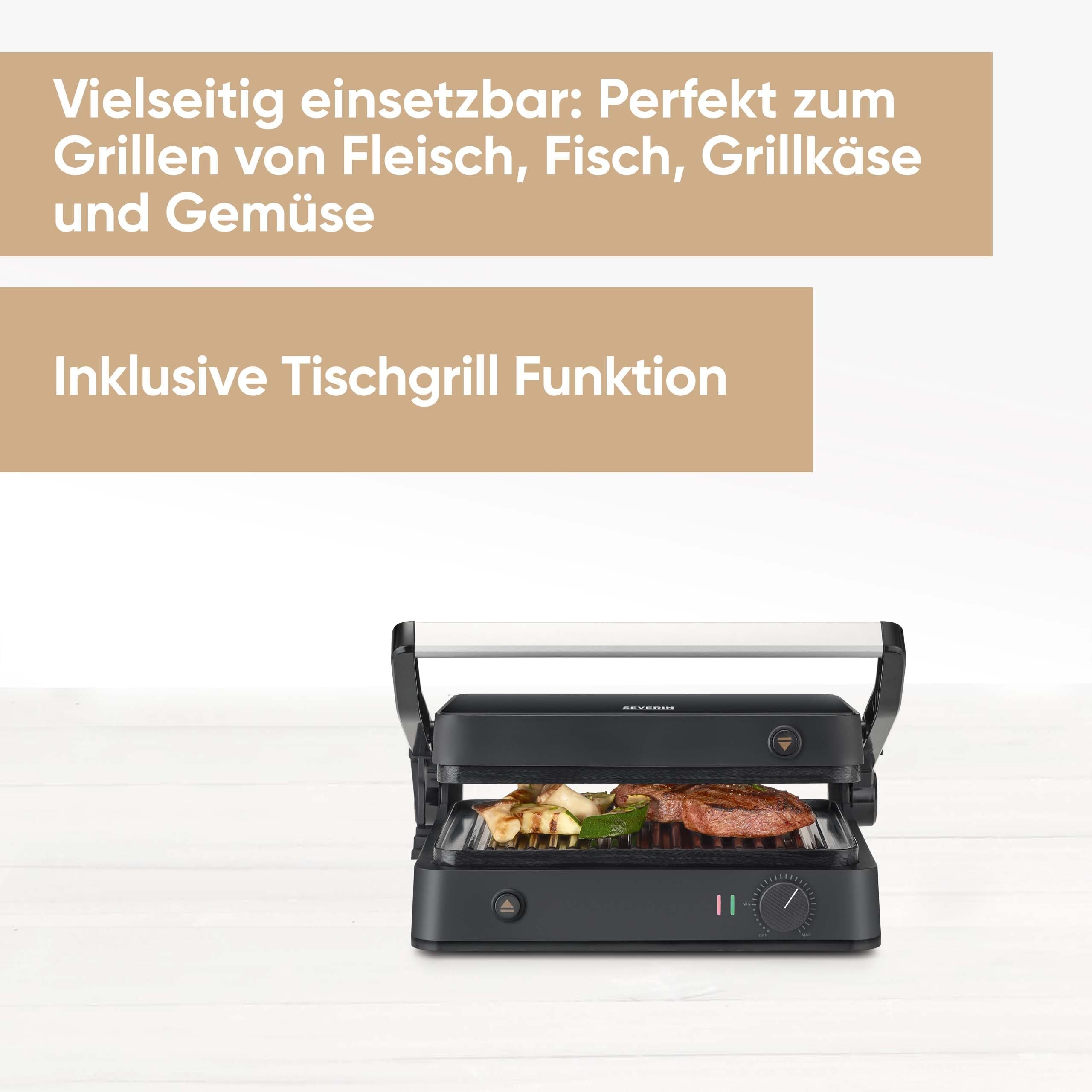 SEVERIN SEVINI Lite Grill Kontaktowy Do Mięsa Ryb Warzyw 1800W Czarny — miniatura 3
