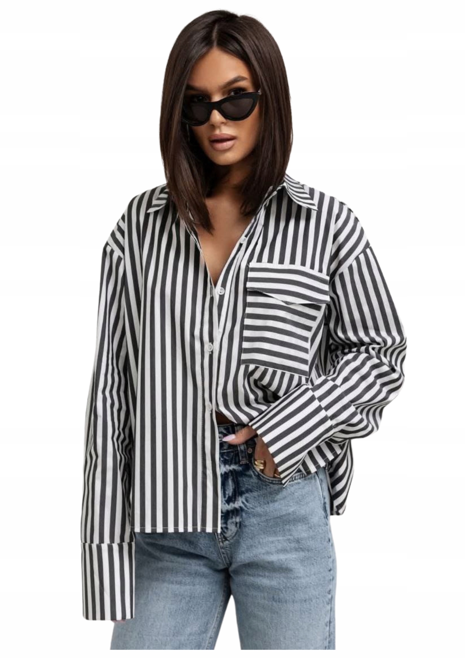 Dámská pruhovaná košile Cocomore bílo-šedá M