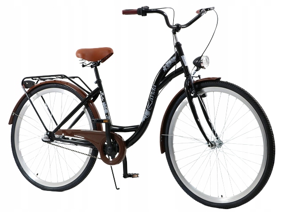 Czarny Rower Miejski 3 Biegi Shimano Damski Męski Damka 28" Uniwersal