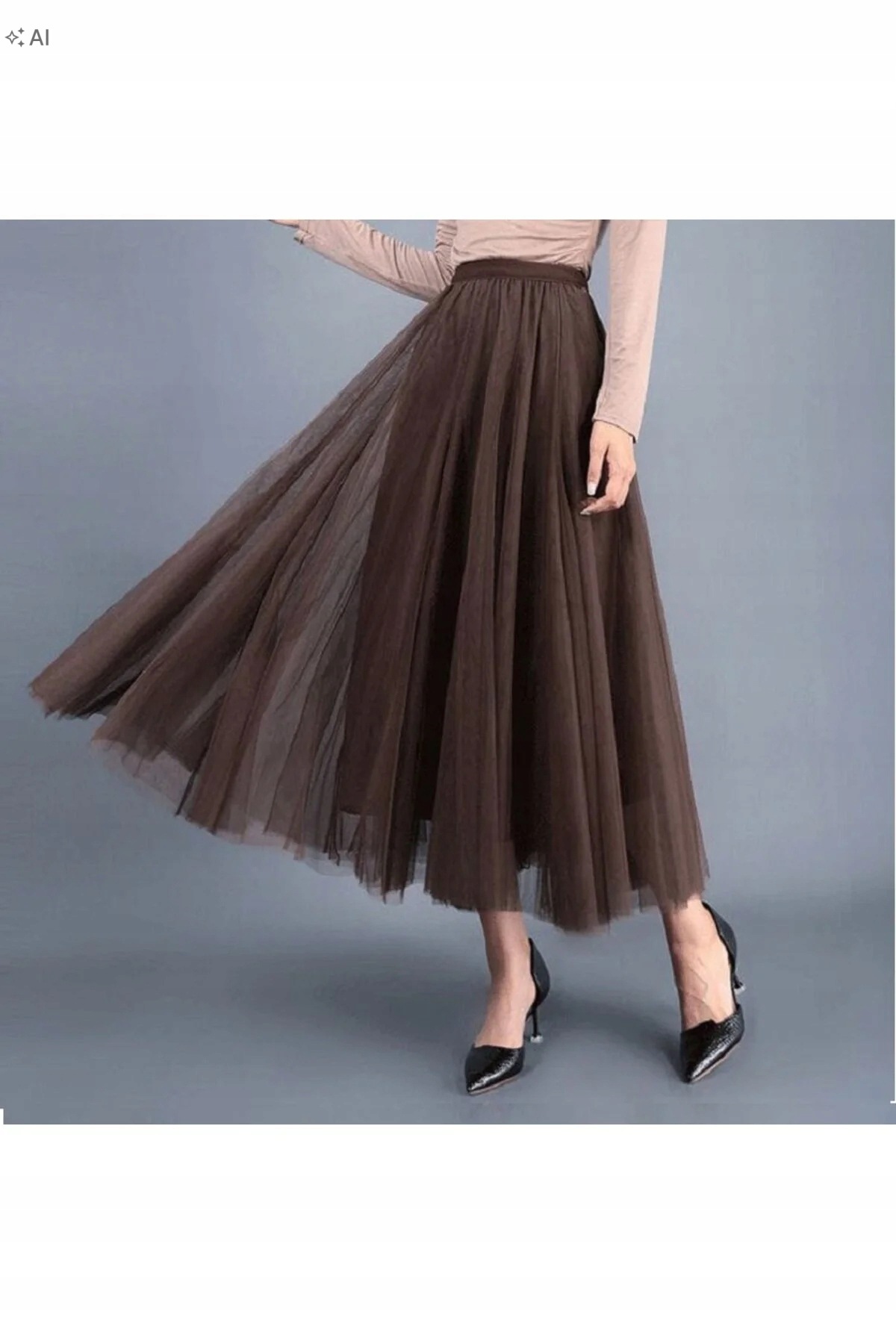Dlouhá Tylová Sukně Sukně V Elegantním Stylu, Velikost XL 5IA