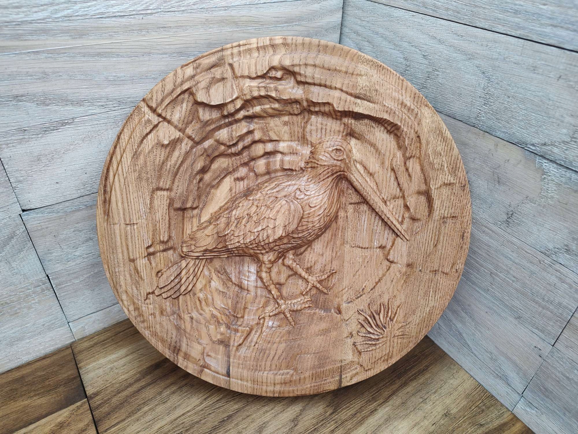 Obraz reliéf dřevěný lesní pták Slunce Slámka Slávka 30cm