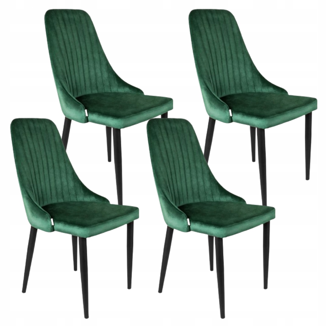 Sada 4 x Stolička do obývačky a jedálne Louis velorová zelená Homla