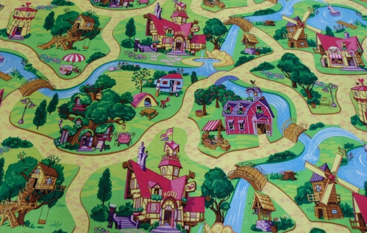 Wykładzina Dywanowa Dla Dzieci CANDY TOWN szer 3 m Kolor odcienie różowego odcienie zieleni wielokolorowy