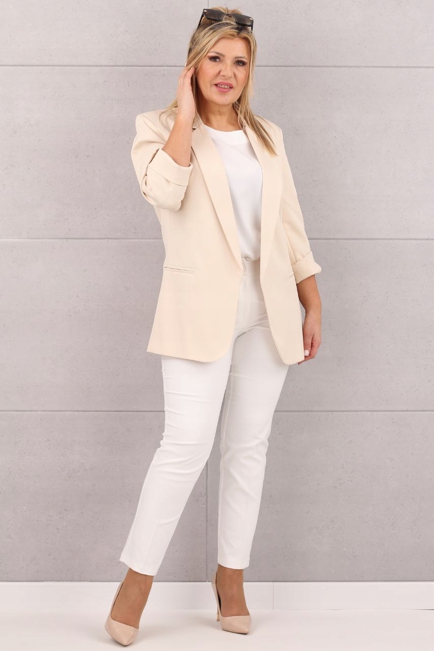 ŻAKIET MARYNARKA DŁUGA ELEGANCKA GŁADKA POLSKI PRODUCENT ROZMIARY Płeć kobieta