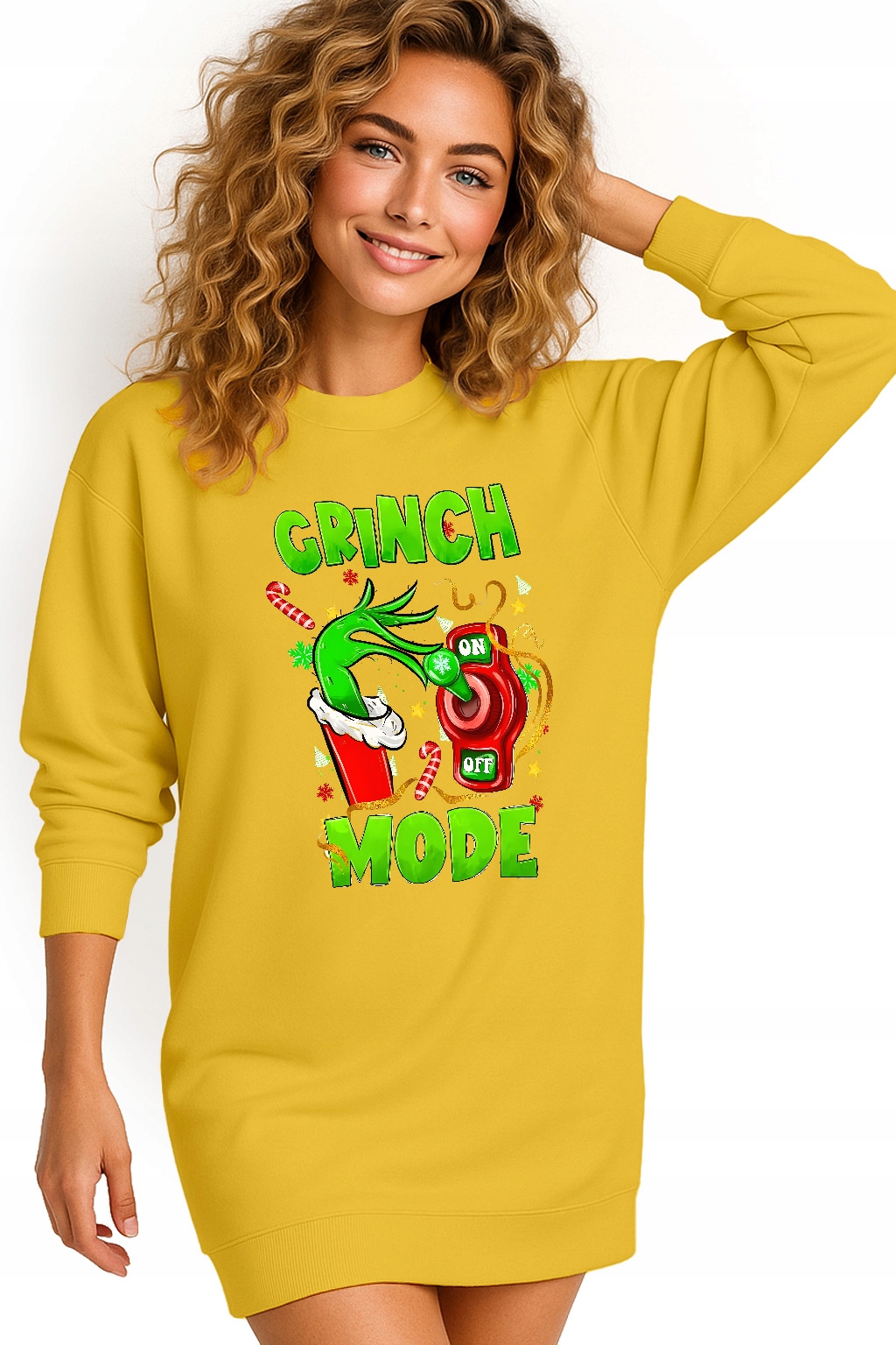 Mikina Vánoční Oversize Šaty Grinch Mode On Dárek Vánoce M