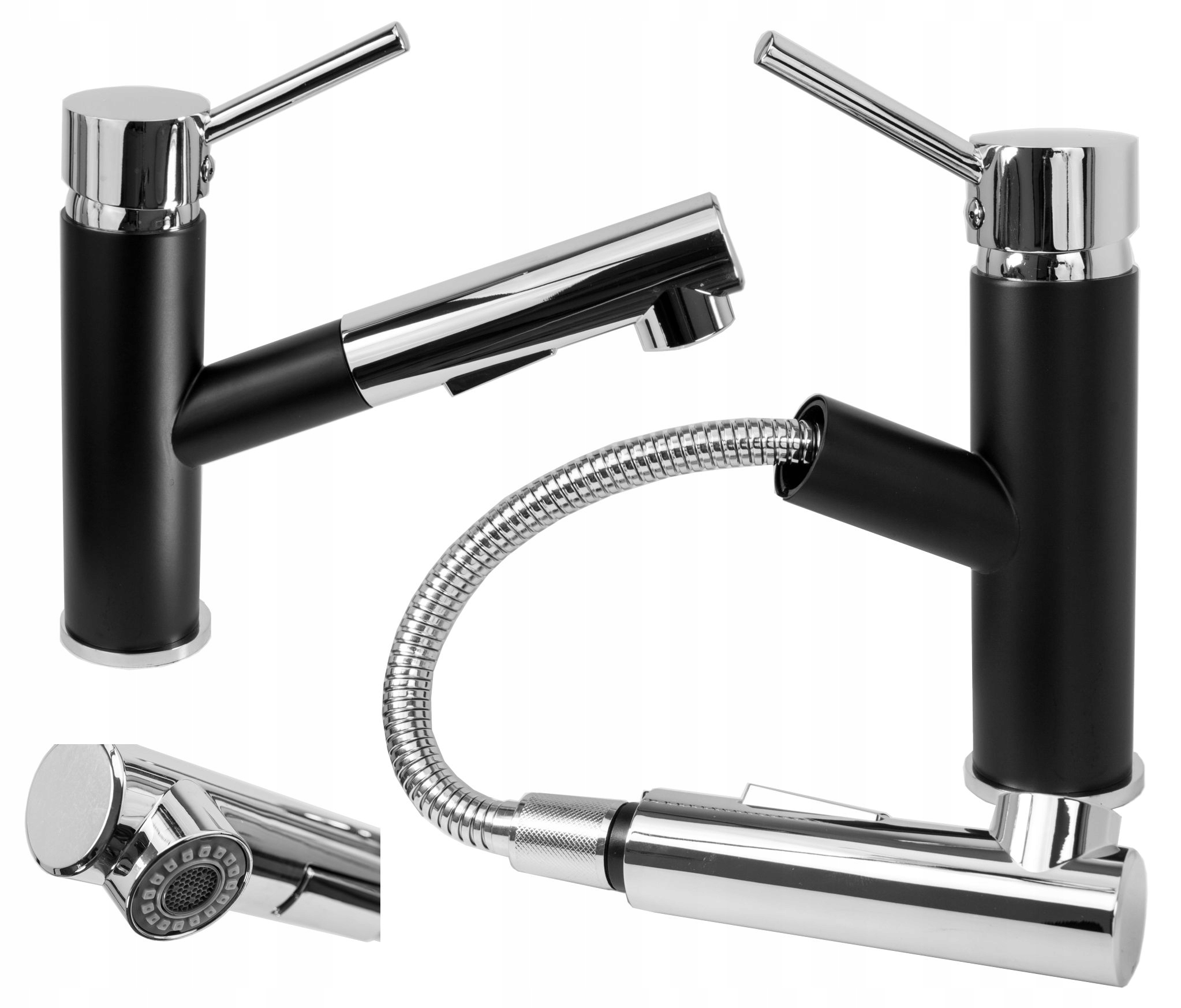 Čierna Vyťahovacia Kuchynská Batéria Do Umývadla