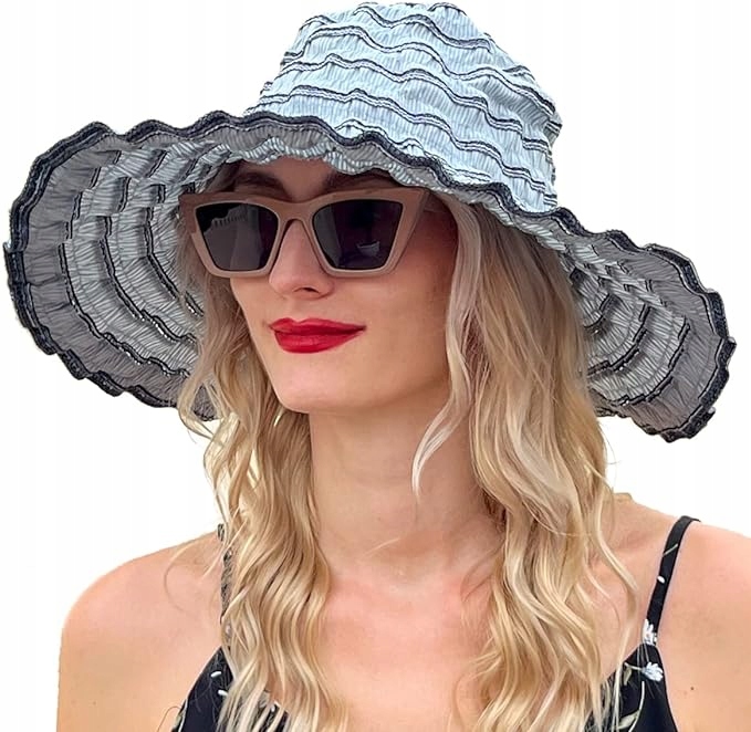 DAMSKI KAPELUSZ PRZECIWSŁONECZNY PLAŻOWY NIEBIESKI