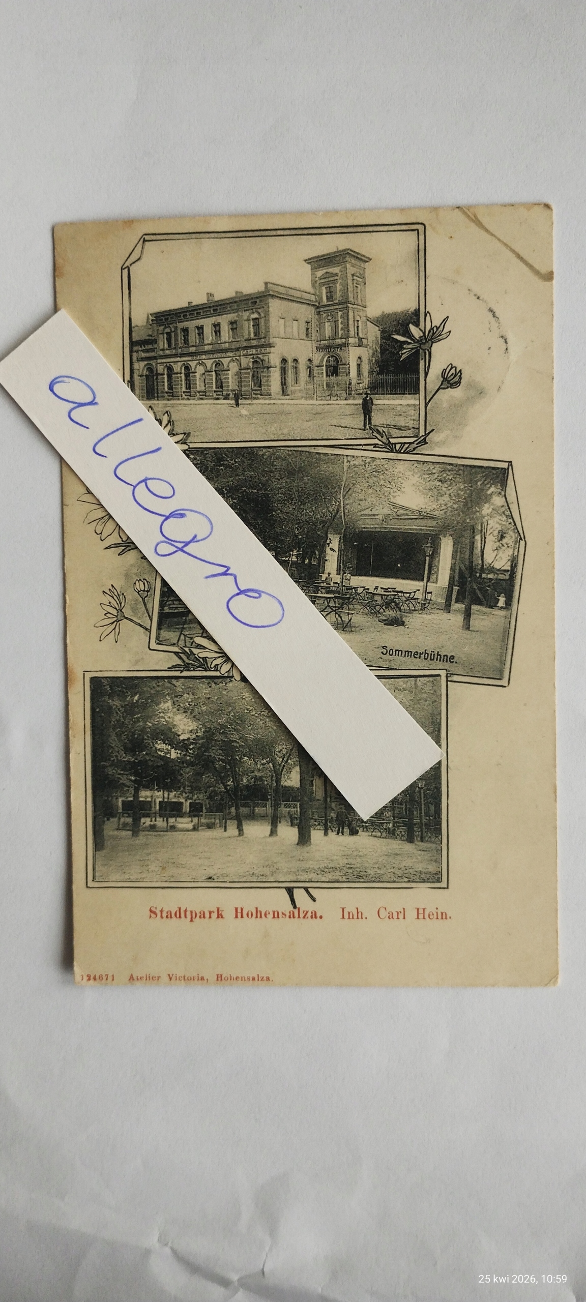 HOHENSALZA Inowrocław 1906 Stadtpark Carl Hein