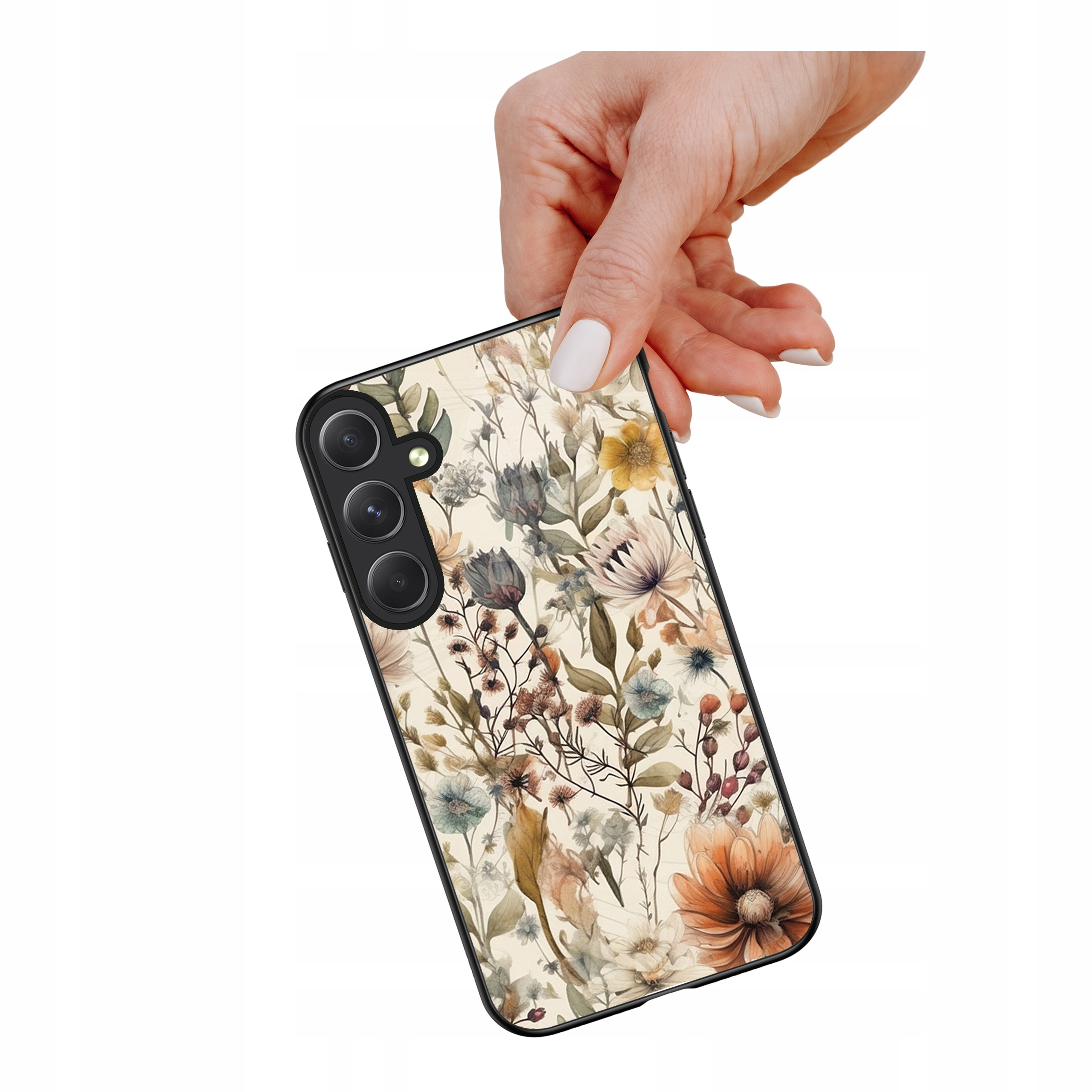 Etui szklane ceramiczne do Samsung Galaxy S24 Łąka beż