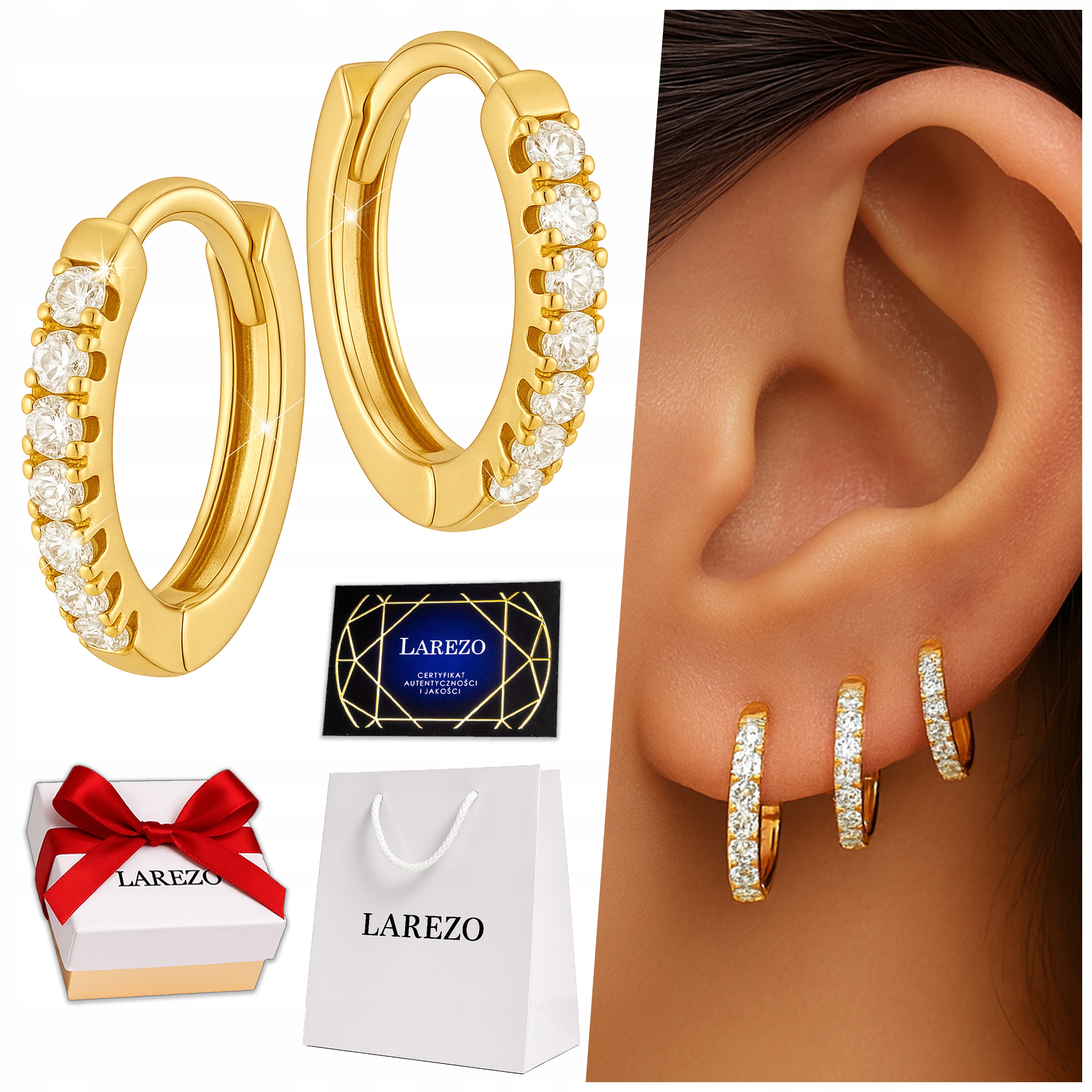 Zlaté elegantní Náušnice dámské Kolečka kruh Glamour stříbro o ryzosti 925