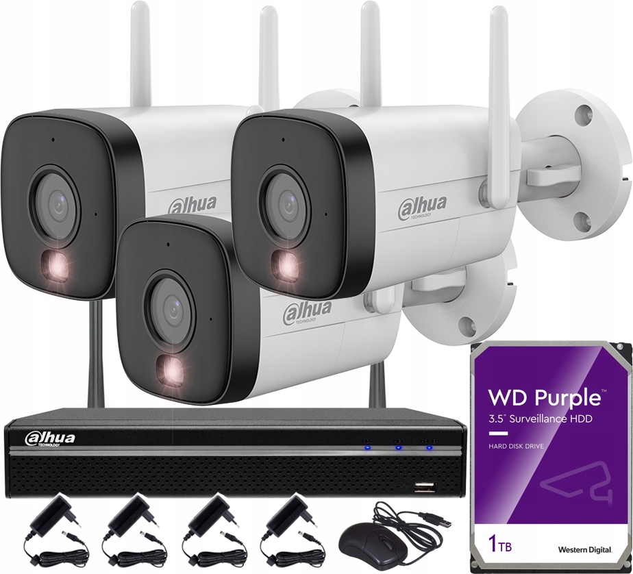 Zestaw Monitoringu Wifi 5MPx 3 Kamery IPC-HFW1539DTK1-SAW-IL WiFi 1TB