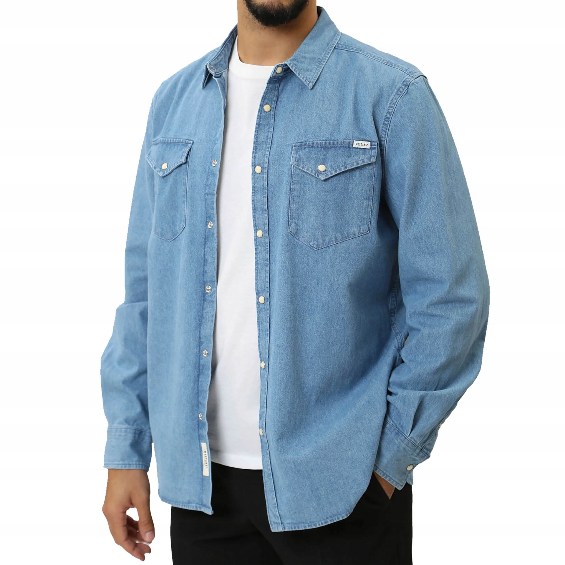 Pánská košile Mustang Duver Alaska Ice Regular Fit, vel L