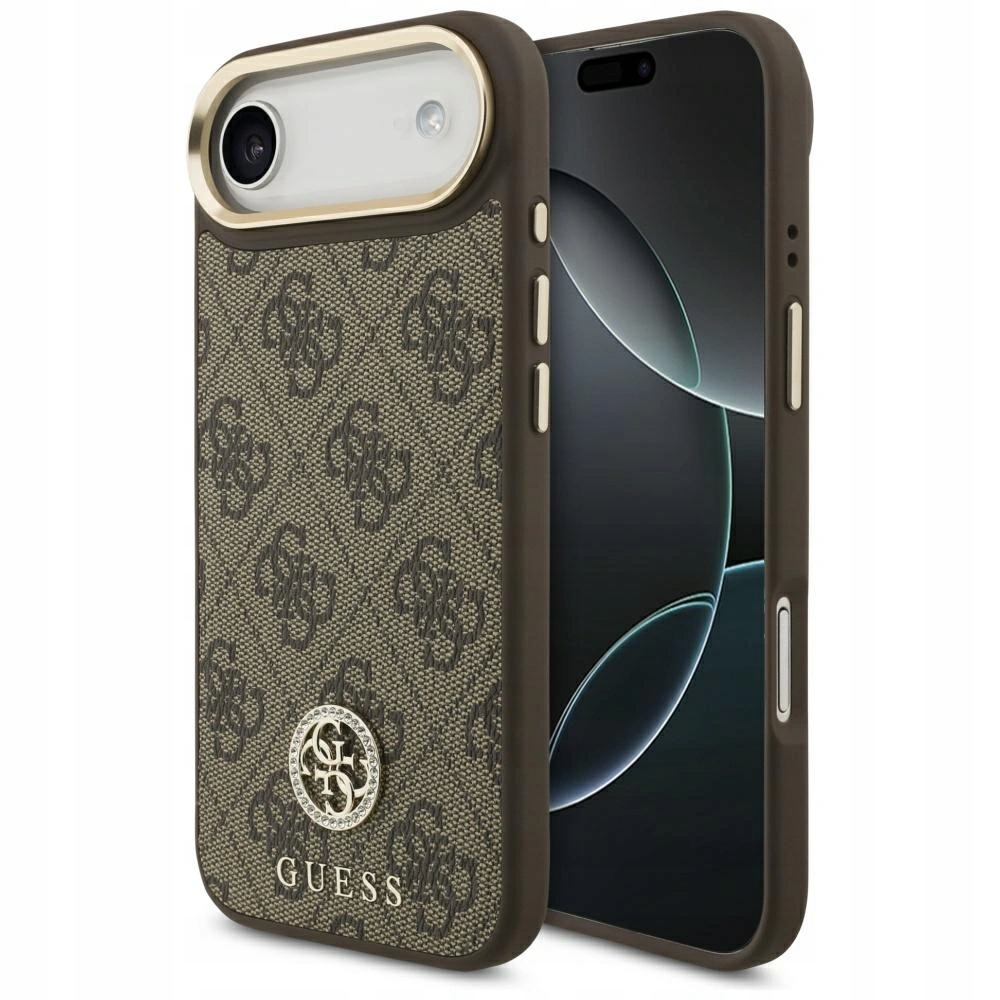 Pouzdro Guess 4G Strass Logo MagSafe pro Apple iPhone Air, hnědé