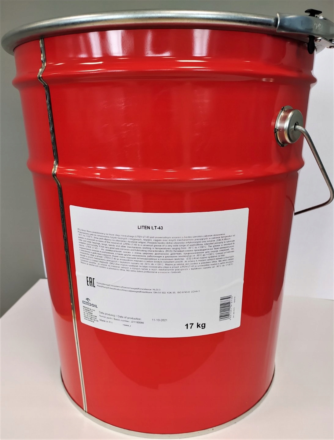 Lítiové mazivo pre ložiská Liten Lt (17KG), -30/+130°C, Din 51 502: K3K-30,