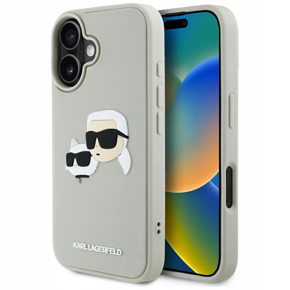Etui Karl Lagerfeld Hc 3D Rubber Double Heads do iPhone 16 beżowy