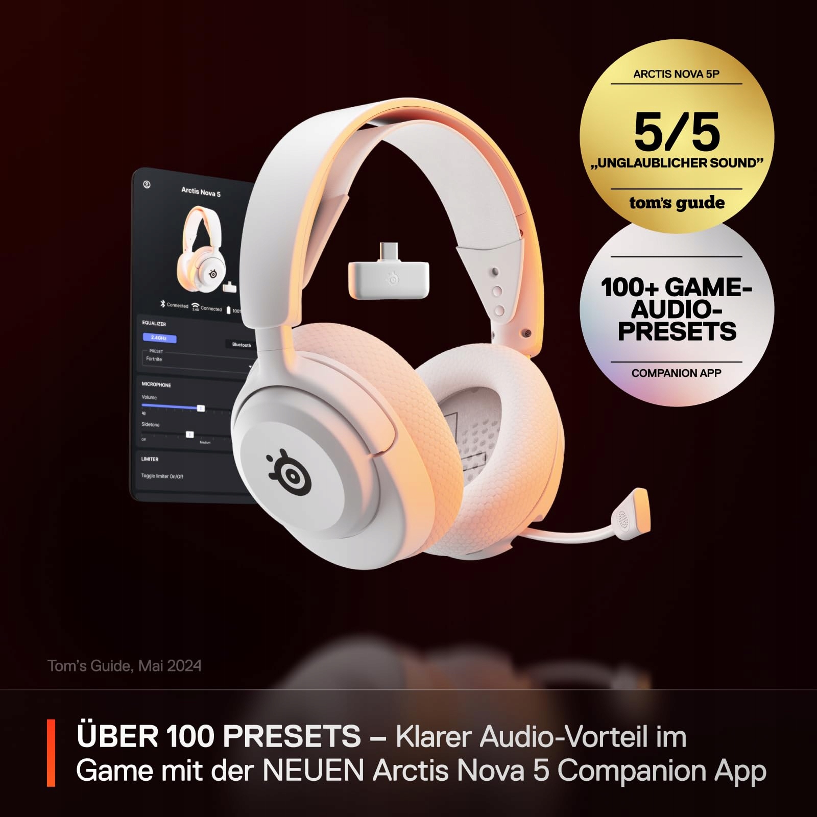 STEELSERIES Arctis Nova 5 Słuchawki Gamingowe Bezprzewodowe Białe — miniatura 2