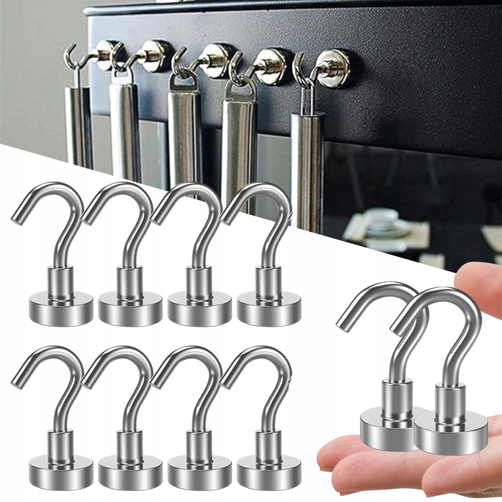 10 SZT HAKÓW MAGNETYCZNYCH MAGNES NEODYMOWY HAKI DUŻA SIŁA CIĄGNĄCA 8 KG