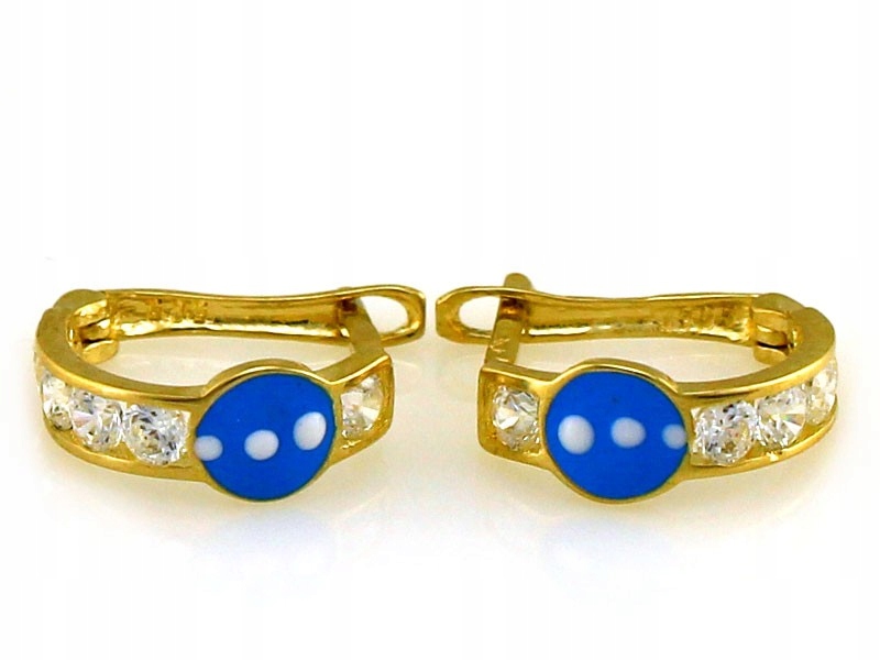 Náušnice pro dívku Zlato 585 s zirkony a smaltem 0.89 g jako dárek