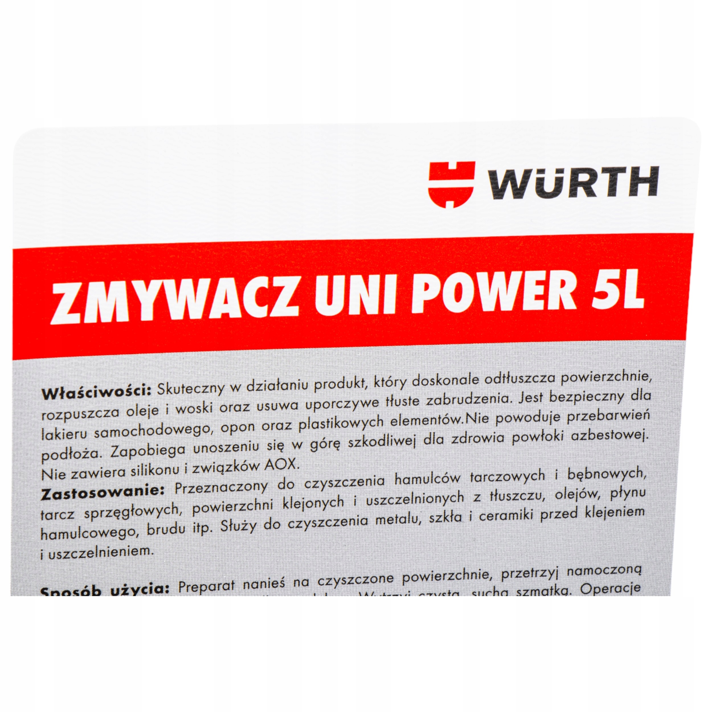 ZMYWACZ DO HAMULCÓW TARCZ Wurth Uni Power 5 l + OPRYSKIWACZ SPRYSKIWACZ 1L Producent Wurth