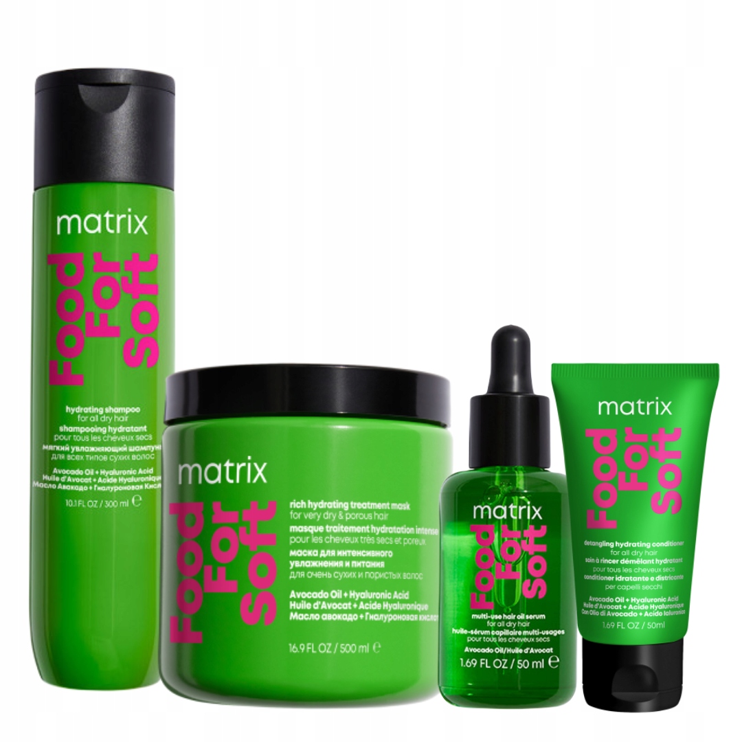 Matrix Food For Soft Szampon, Maska, Olejek do włosów suchych Zestaw