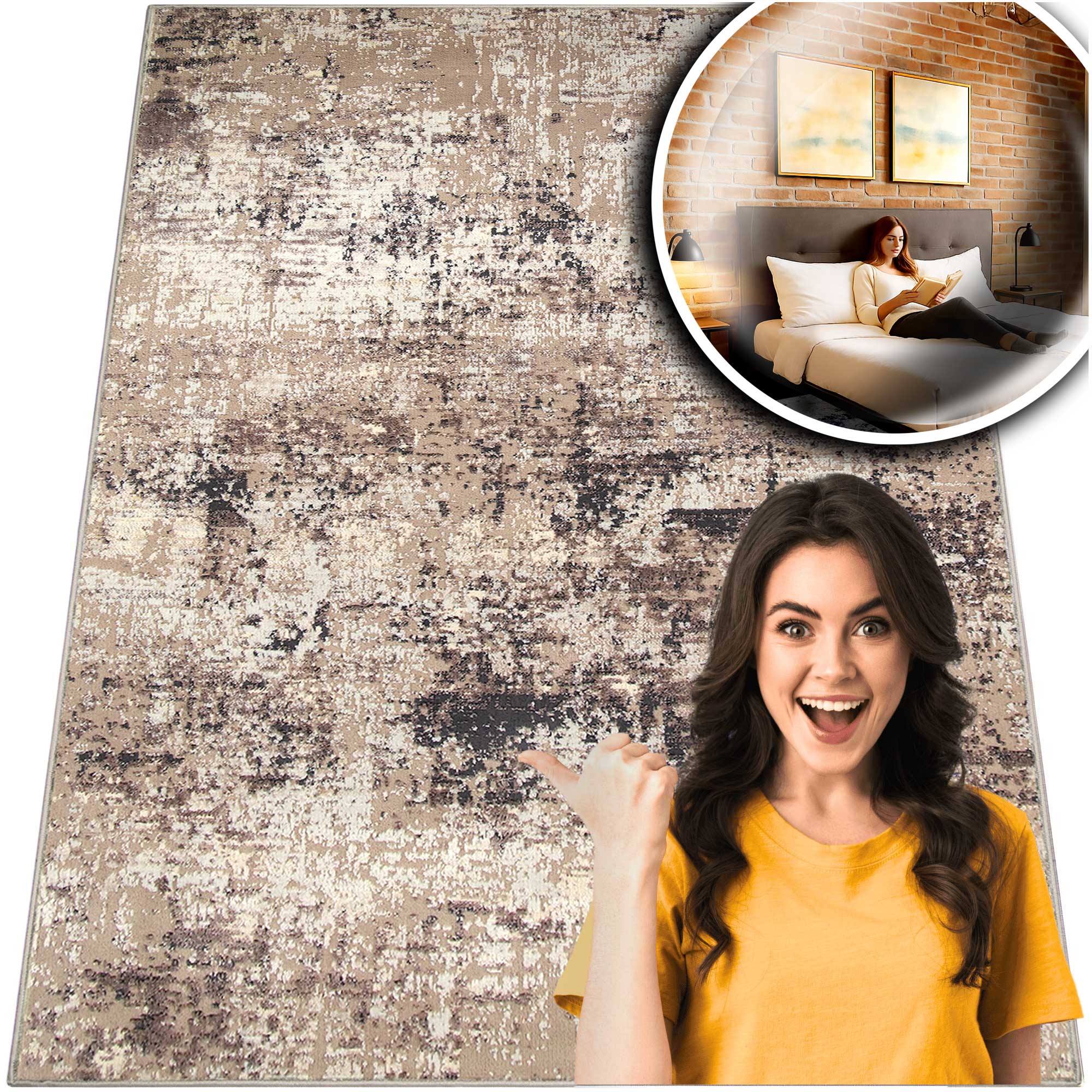 Dywan Do Salonu Laila 2497 Dywanik Do Sypialni Melanż Brązowy Loft 120x170