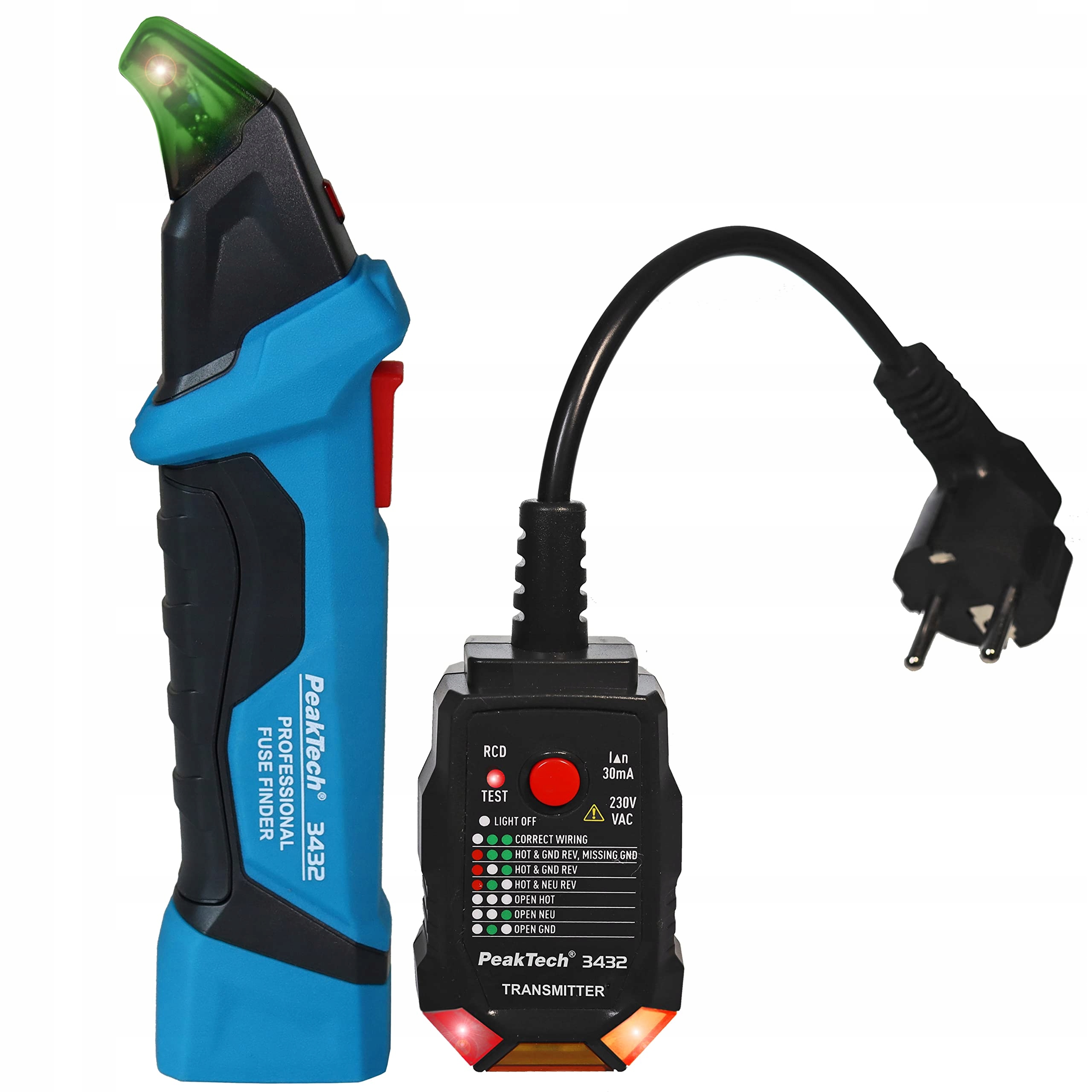 PeakTech 3432 vyhledávač pojistek, bezkontaktní zkoušečka napětí 230V