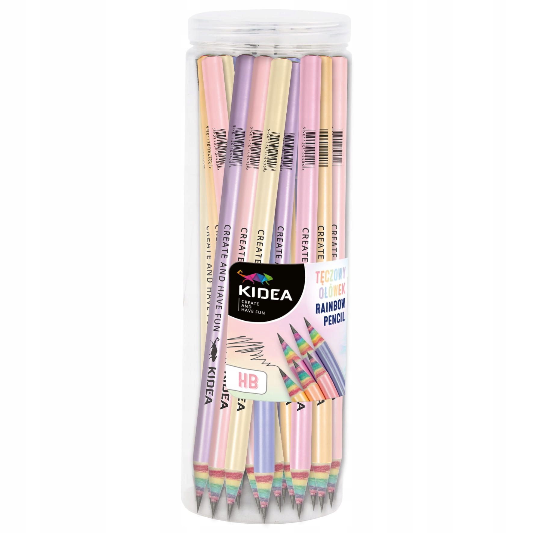 OŁÓWEK SZKOLNY TĘCZOWY PASTELOWY BŁYSZCZĄCY HB mix KIDEA Twardość HB