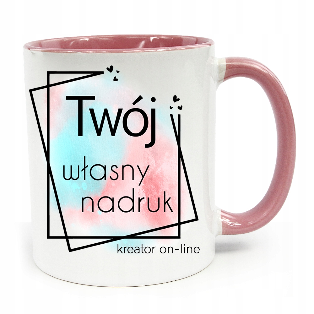 

Kubek Z Dowolnym Nadrukiem Zdjęciem Logo Różowy
