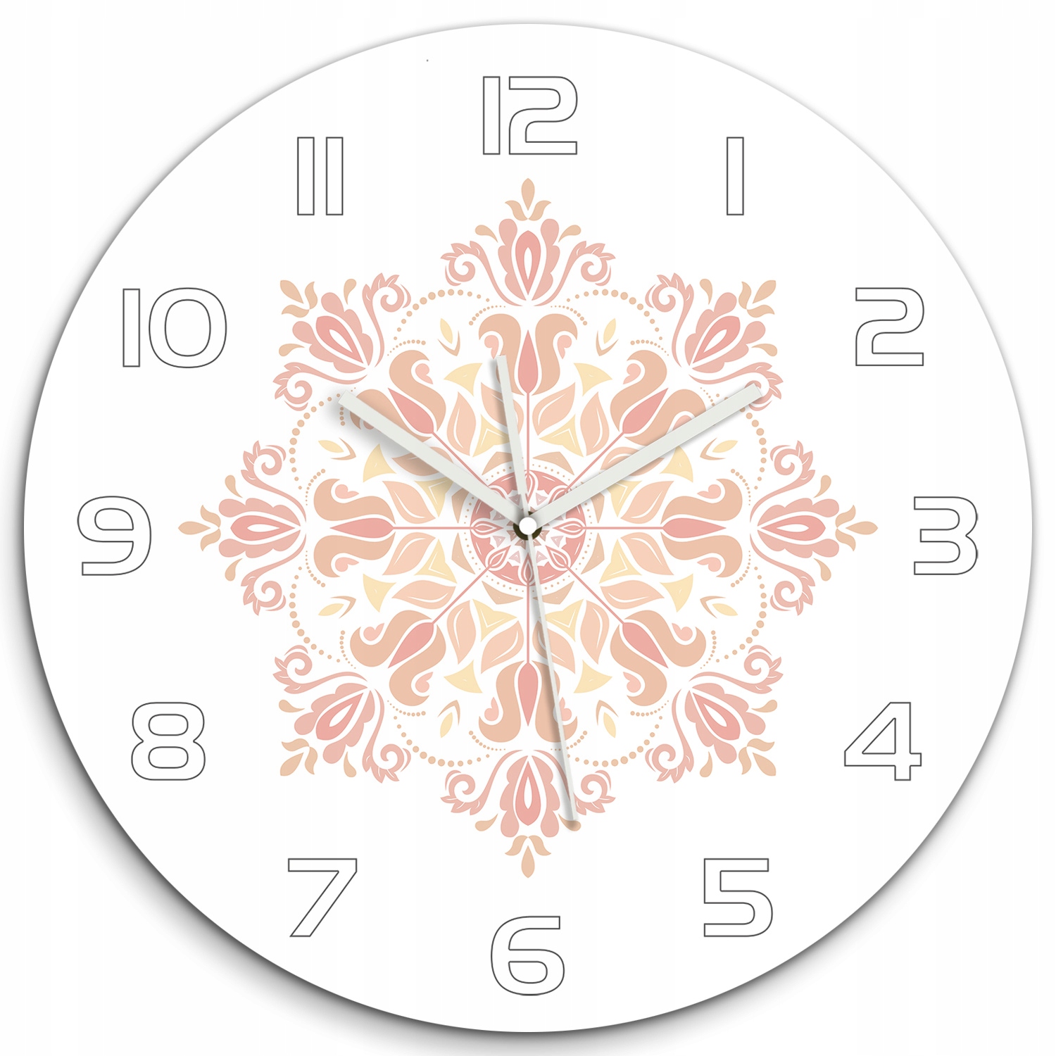 

Duży okrągły zegar szkło hartowane Ornamenty fi 60