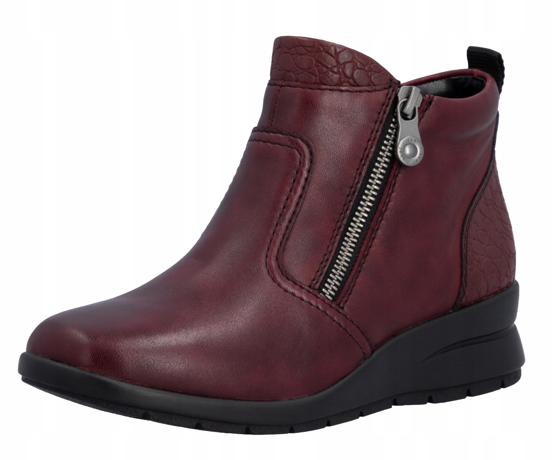 Rieker L4861-35 vel.41 vínové kožené dámské kotníkové boty