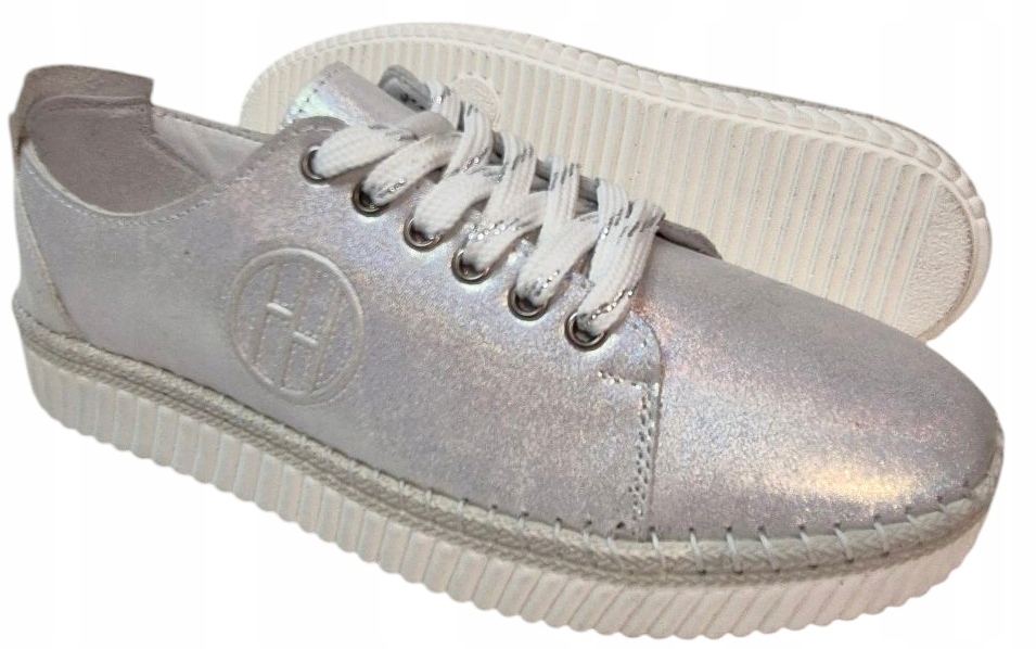 Modo 24053 Stříbrné Lehké tenisky/kůže/nubuk vel. 38