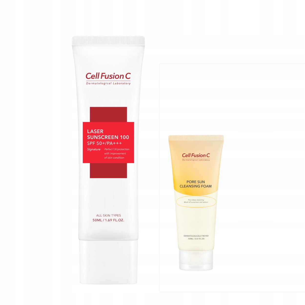 Cell Fusion C Laser Uv Sunscreen SPF50+ 50ml Pore Sun Cleansing Foam 20ml