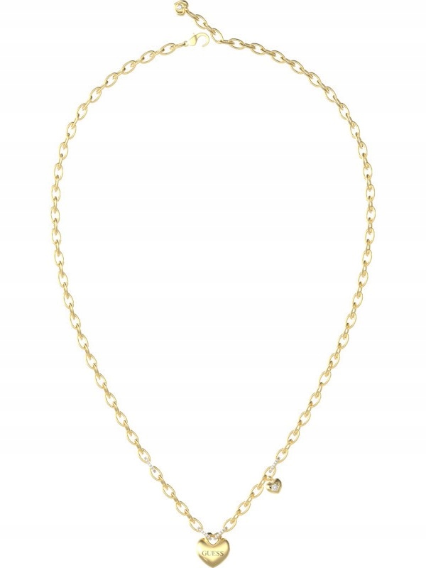 Náhrdelník Guess se srdíčky a zirkony Crazy In Love JUBN05216JW-YG