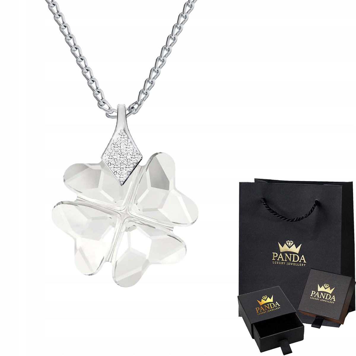 

Srebrny Naszyjnik Swarovski Koniczyna Szczęście