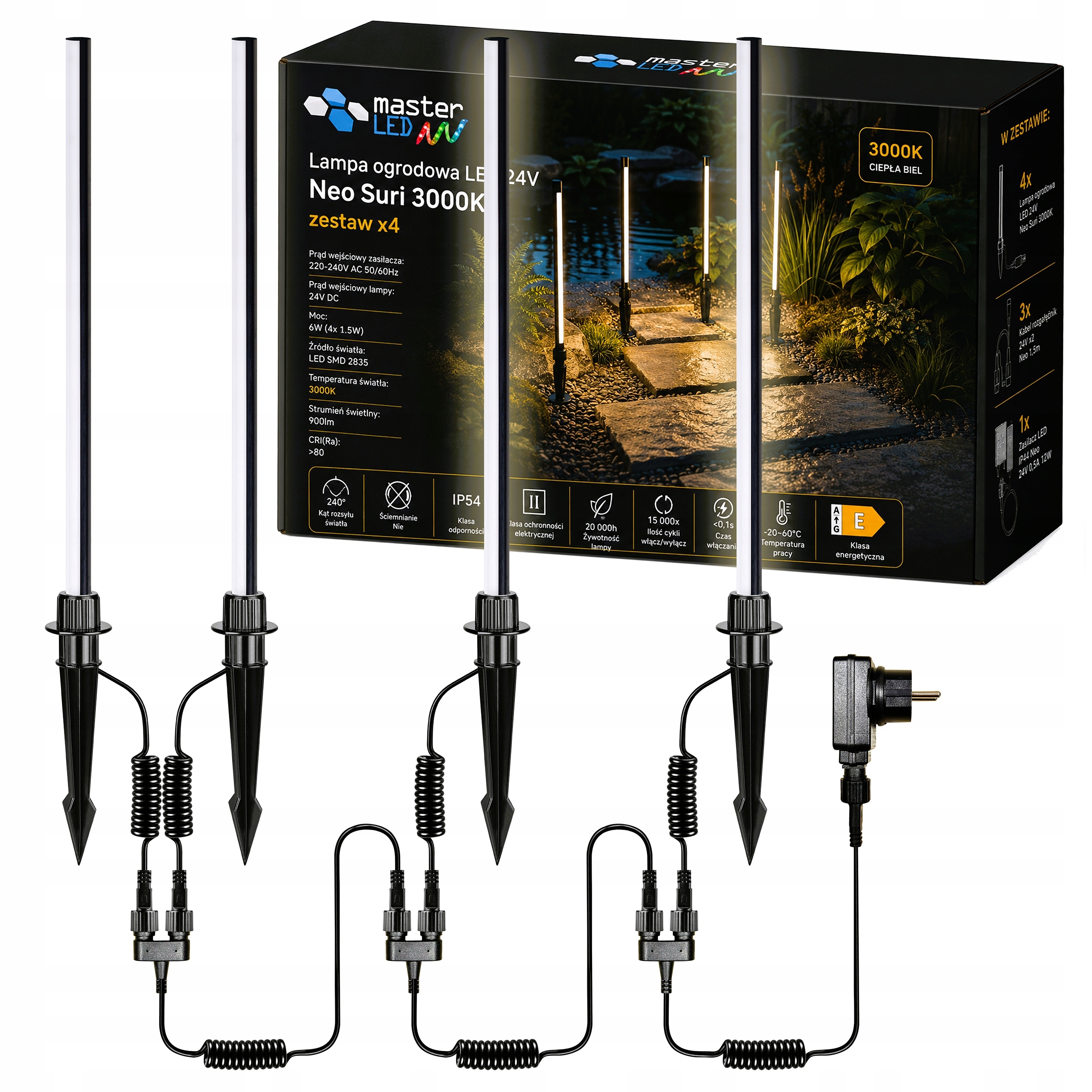 4x Zahradní zapichovací lampa 3000K ovladač