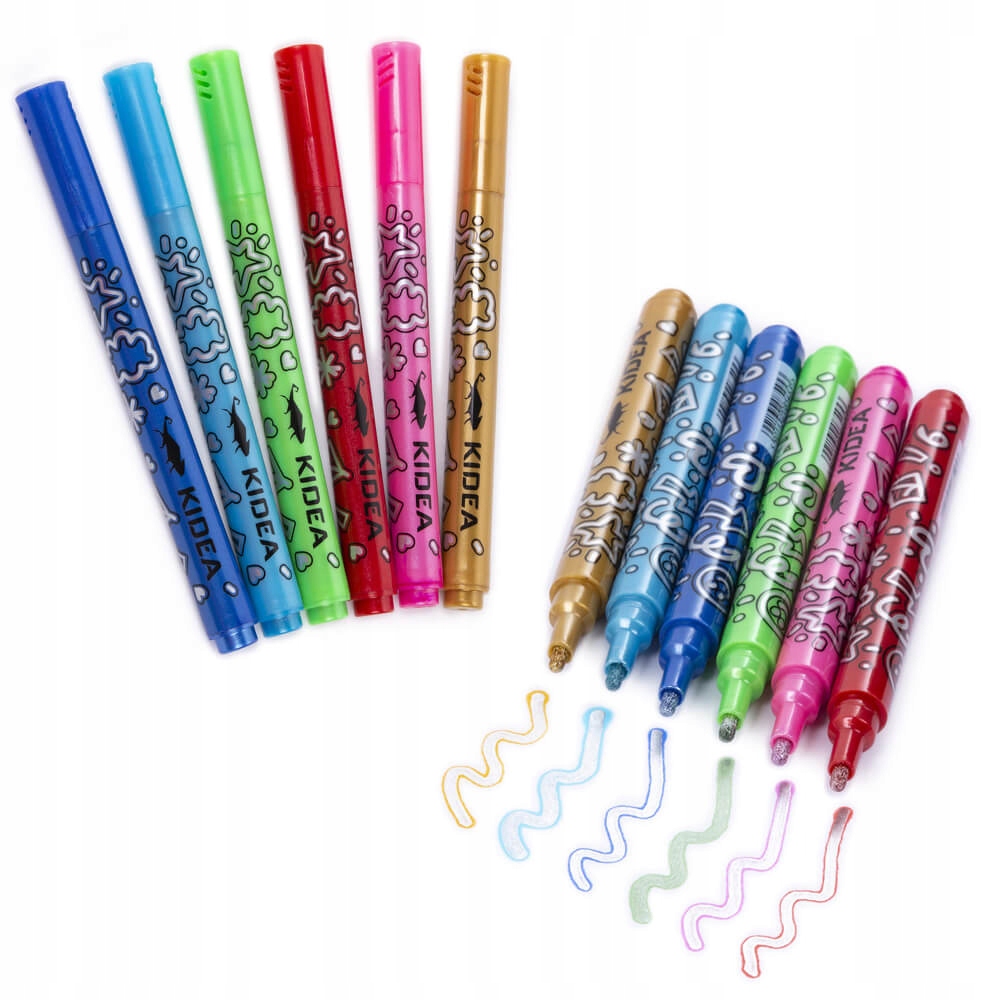 Magiczne markery z podwójną linią KIDEA 6 kolorów
