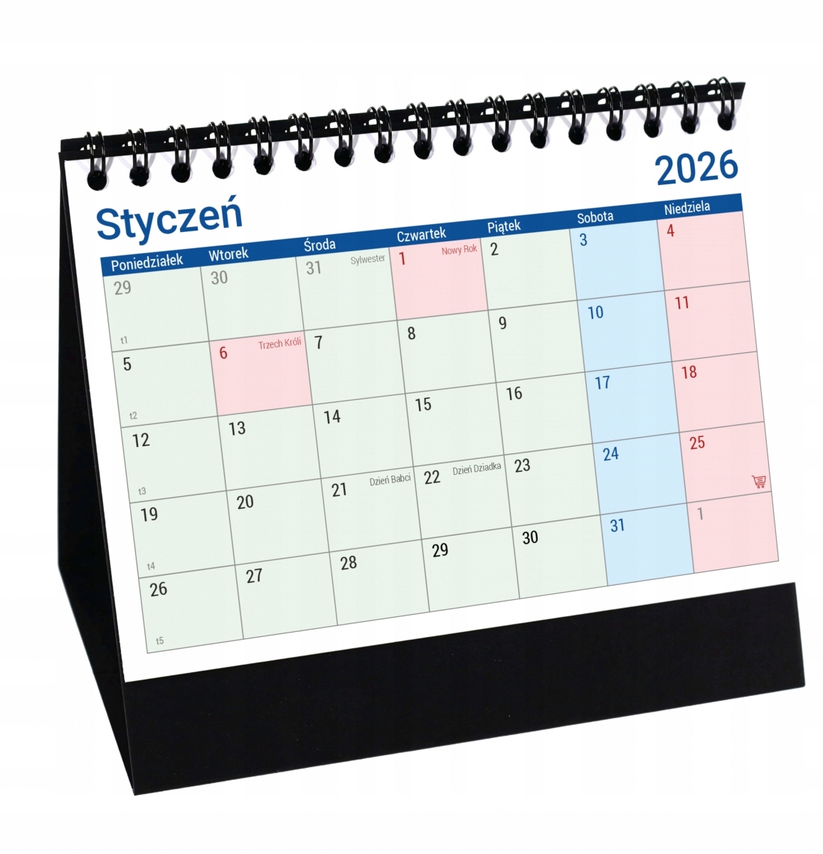 Kalendarz na biurko stojący kartonik Mini Plano 2026 format A6 14.8x10.5 cm