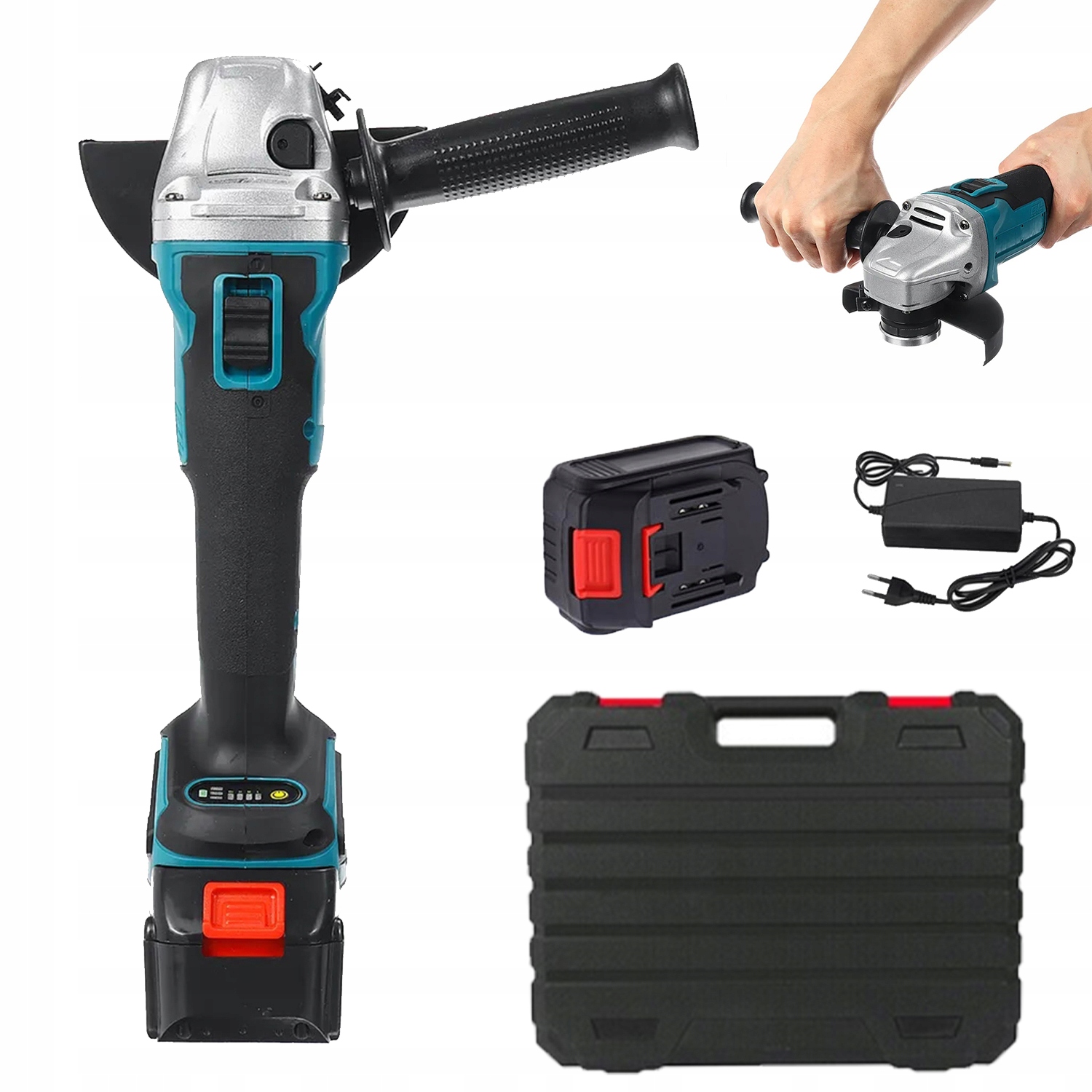 Úhlová Bruska Akumulátorová Bruska 125 MM Bezkartáčová Leštička +2 Aku