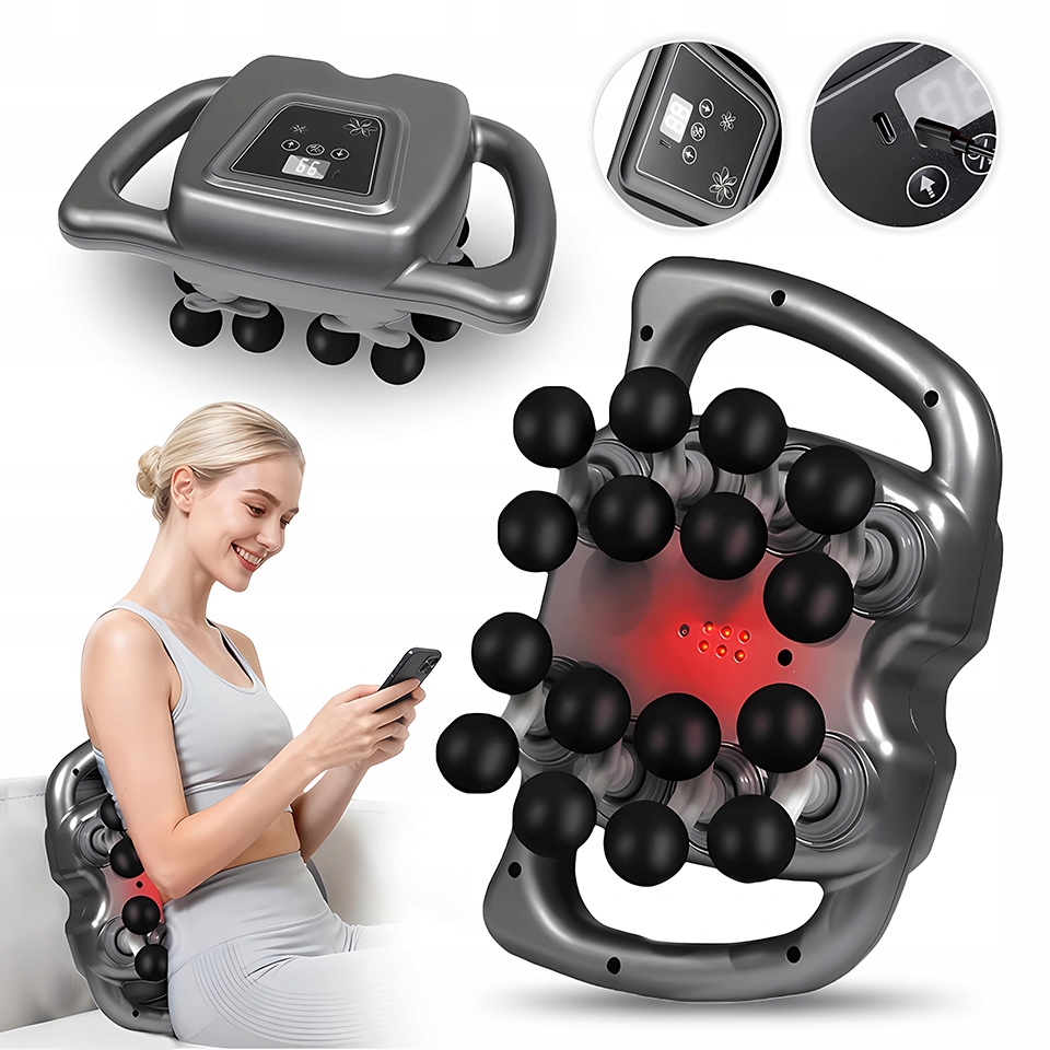 Profesjonalny Masażer 16 Głowic z LED+Ładowanie USB+9 Trybów