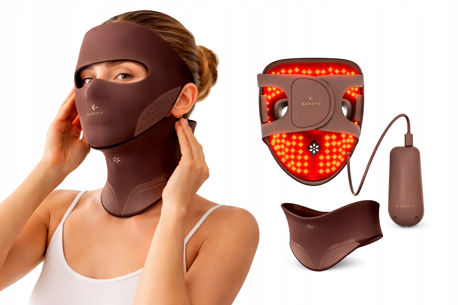 Led maska na obličej a krk Garett Beauty Skin Ritual Face&Neck hnědá